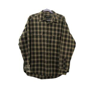 Eddie Bauer Shirt Mens Large Long Sleeve Button Front Wide Plaid Flap Pockets